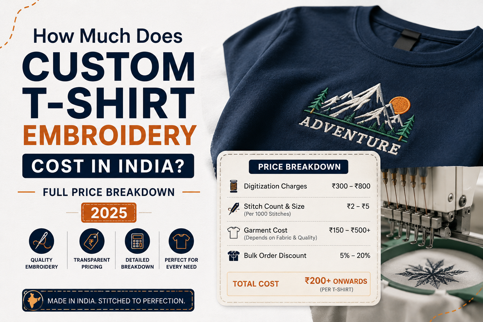 How Much Does Custom T-Shirt Embroidery Cost in India? Full Price Breakdown 2025