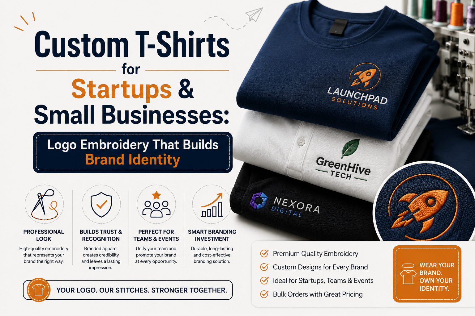 Custom T-Shirts for Startups & Small Businesses: Logo Embroidery That Builds Brand Identity