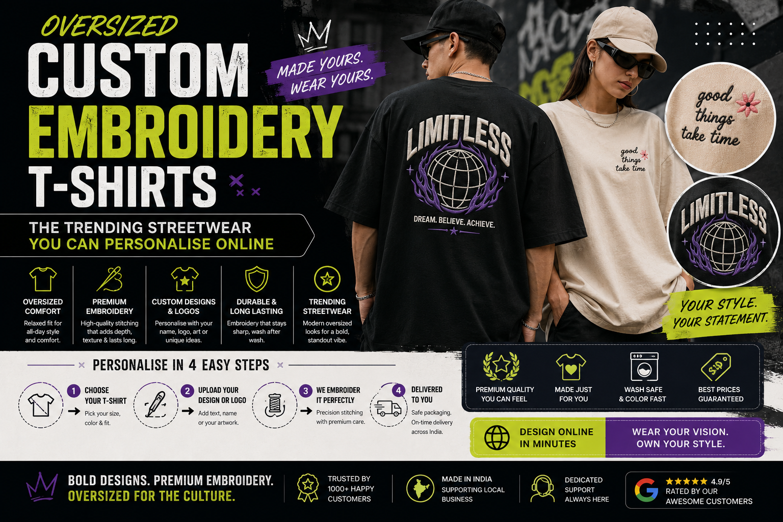 Oversized Custom Embroidery T-Shirts: The Trending Streetwear You Can Personalise Online