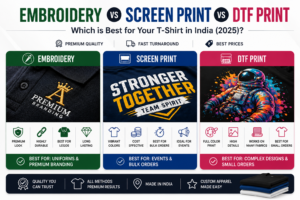 Custom Embroidery vs Screen Print vs DTF: Which is Best for Your T-Shirt in India (2025)?
