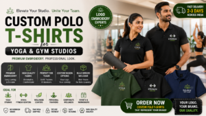 Order Custom T-Shirts for Yoga & Gym Studio India — Logo Embroidery Polo