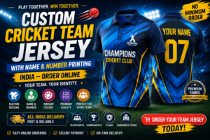 Custom Cricket Team Jersey with Name & Number Printing India — Order Online
