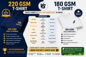 220 GSM vs 180 GSM T-Shirt: Which Fabric is Best for Embroidery in India?