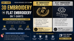 3D Embroidery vs Flat Embroidery on T-Shirts: What Indian Brands Should Know (2025 Guide)