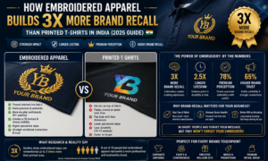 How Embroidered Apparel Builds 3X More Brand Recall Than Printed T-Shirts in India (2025 Guide)