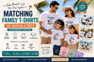 Matching Family T-Shirts for Vacation & Trips: Custom Embroidery Online India