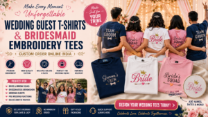 Wedding Guest T-Shirts & Bridesmaid Embroidery Tees: Custom Order Online India