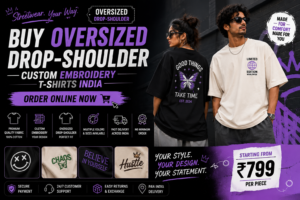 Buy Oversized Drop-Shoulder Custom Embroidery T-Shirts India — Order Online Now
