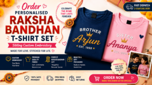 Order Personalised Raksha Bandhan T-Shirt Set India — Sibling Custom Embroidery