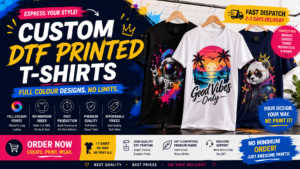 Buy Custom DTF Printed T-Shirts India — Full Colour Design, No Minimum Order