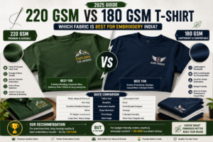 220 GSM vs 180 GSM T-Shirt: Which Fabric is Best for Embroidery India? (2025 Guide)