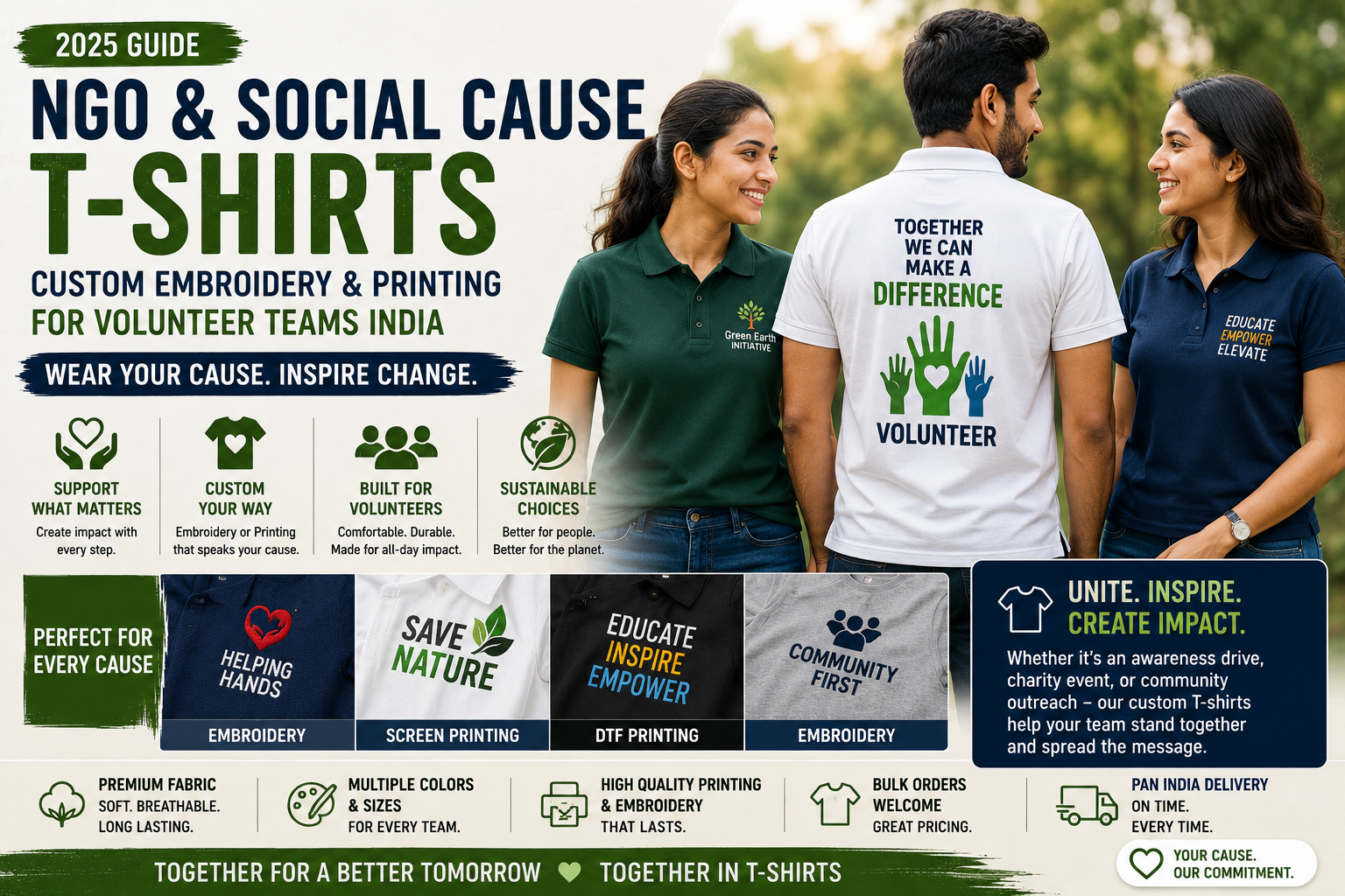 NGO & Social Cause T-Shirts: Custom Embroidery & Printing for Volunteer Teams India (2025 Guide)