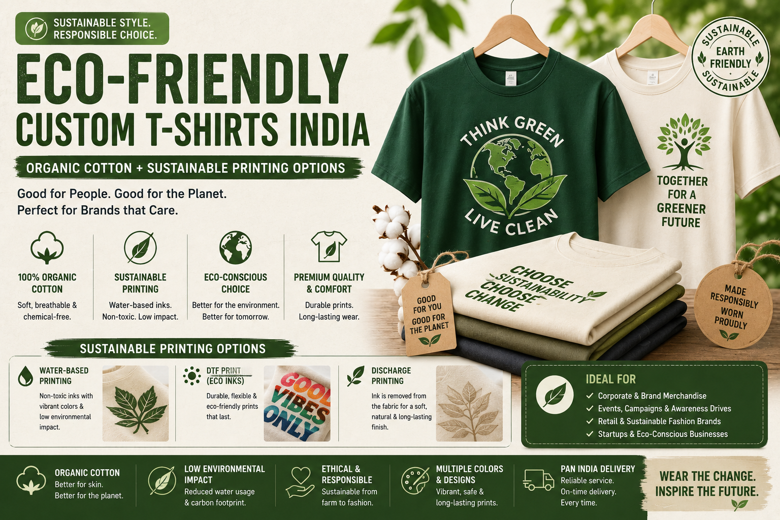 Eco-Friendly Custom T-Shirts India: Organic Cotton + Sustainable Printing Options