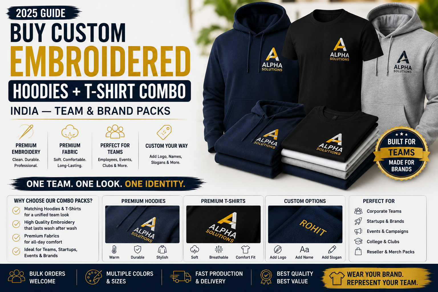 Buy Custom Embroidered Hoodies + T-Shirt Combo India — Team & Brand Packs (2025 Guide)