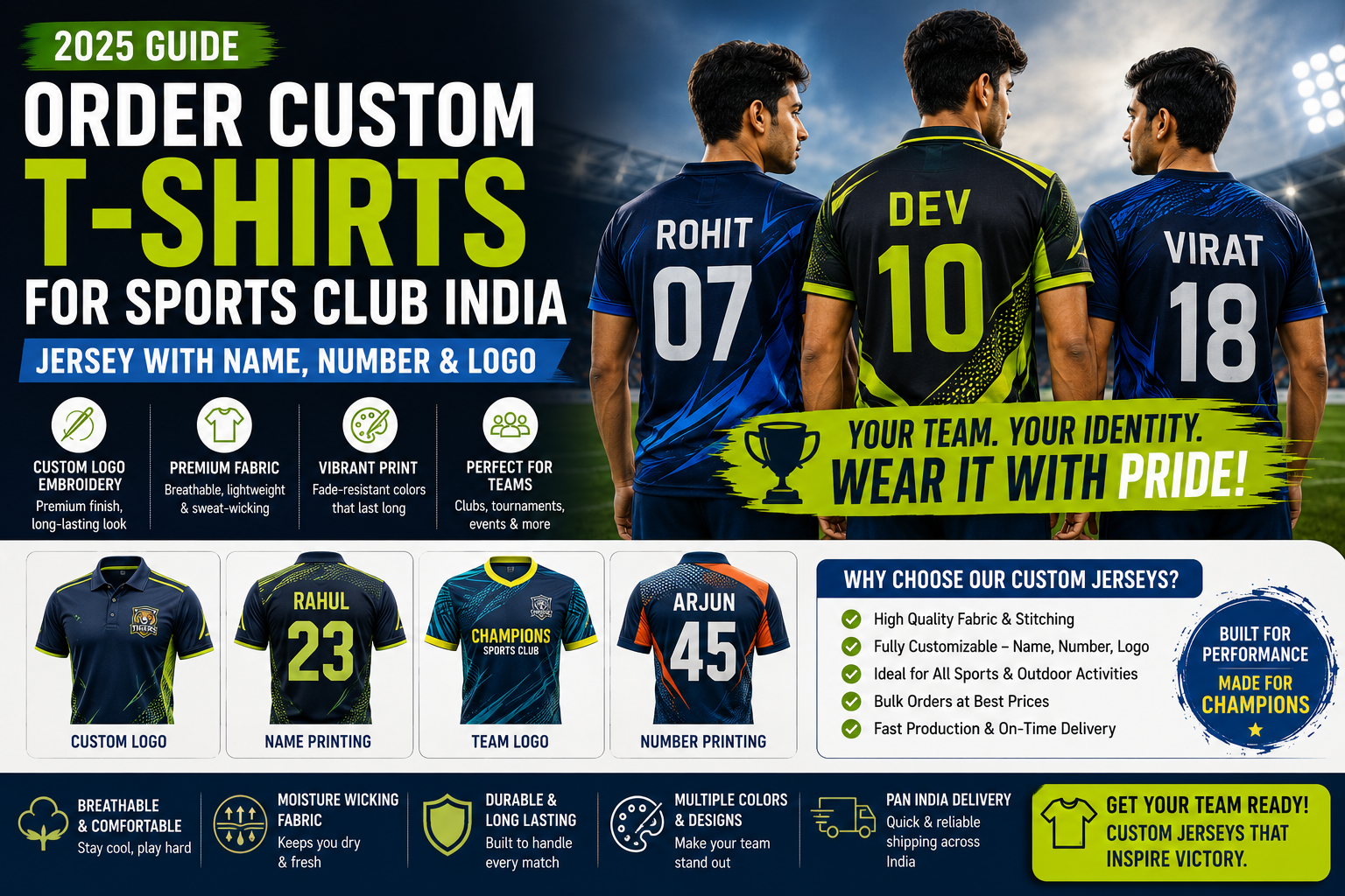 Order Custom T-Shirts for Sports Club India — Jersey With Name, Number & Logo (2025 Guide)