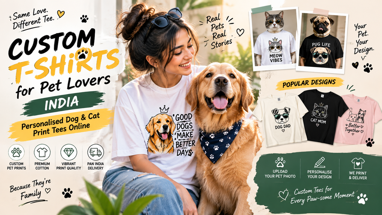 Custom T-Shirts for Pet Lovers India — Personalised Dog & Cat Print Tees Online