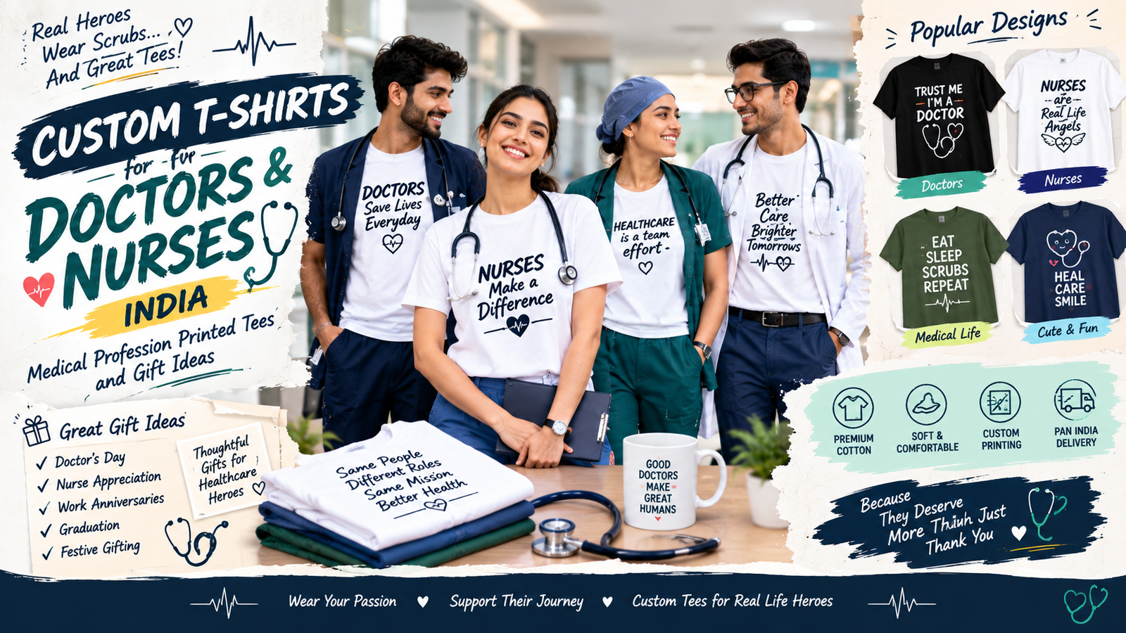 Custom T-Shirts for Doctors & Nurses India: Medical Profession Printed Tees and Gift Ideas