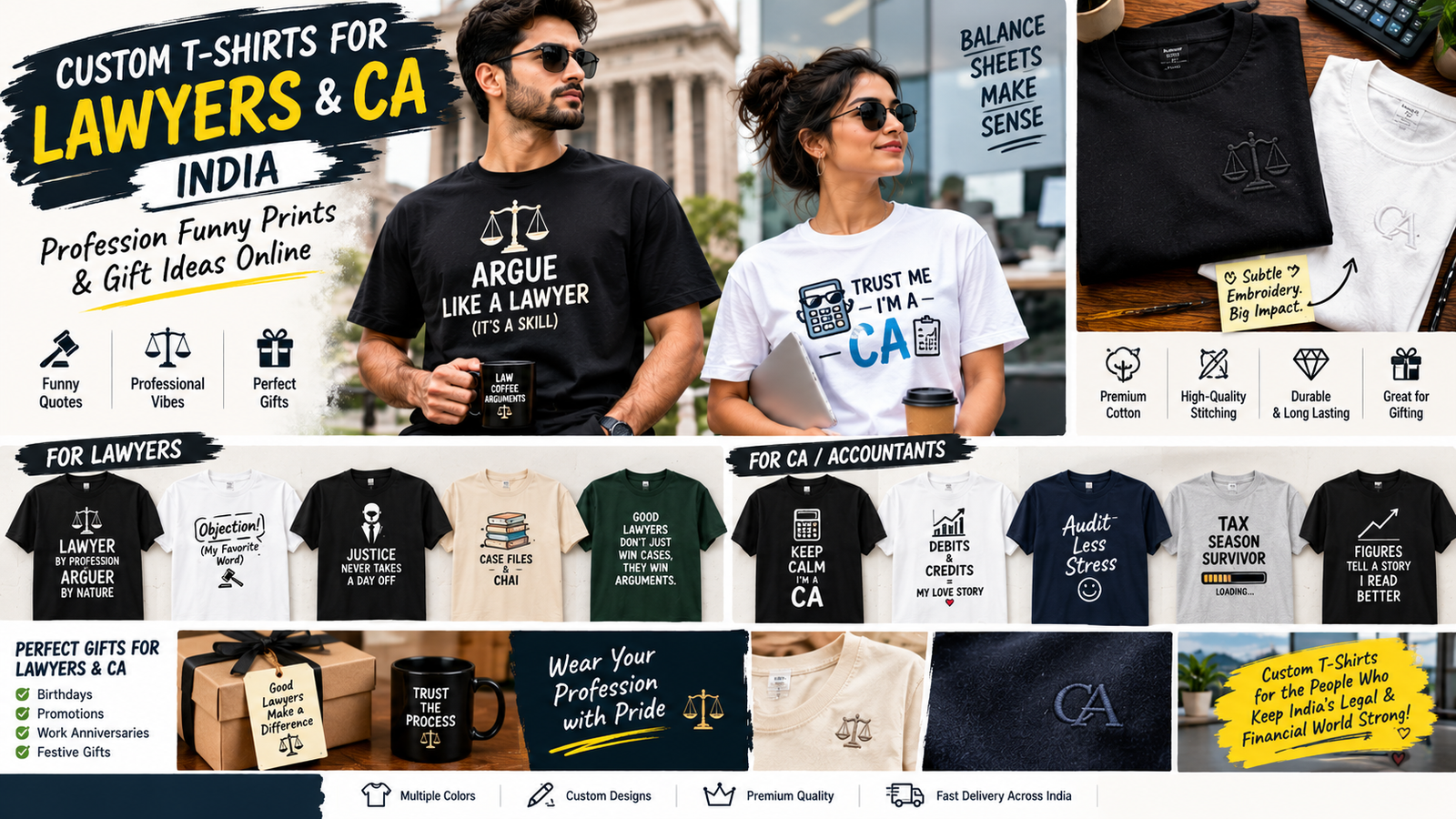 Custom T-Shirts for Lawyers & CA India — Profession Funny Prints & Gift Ideas Online